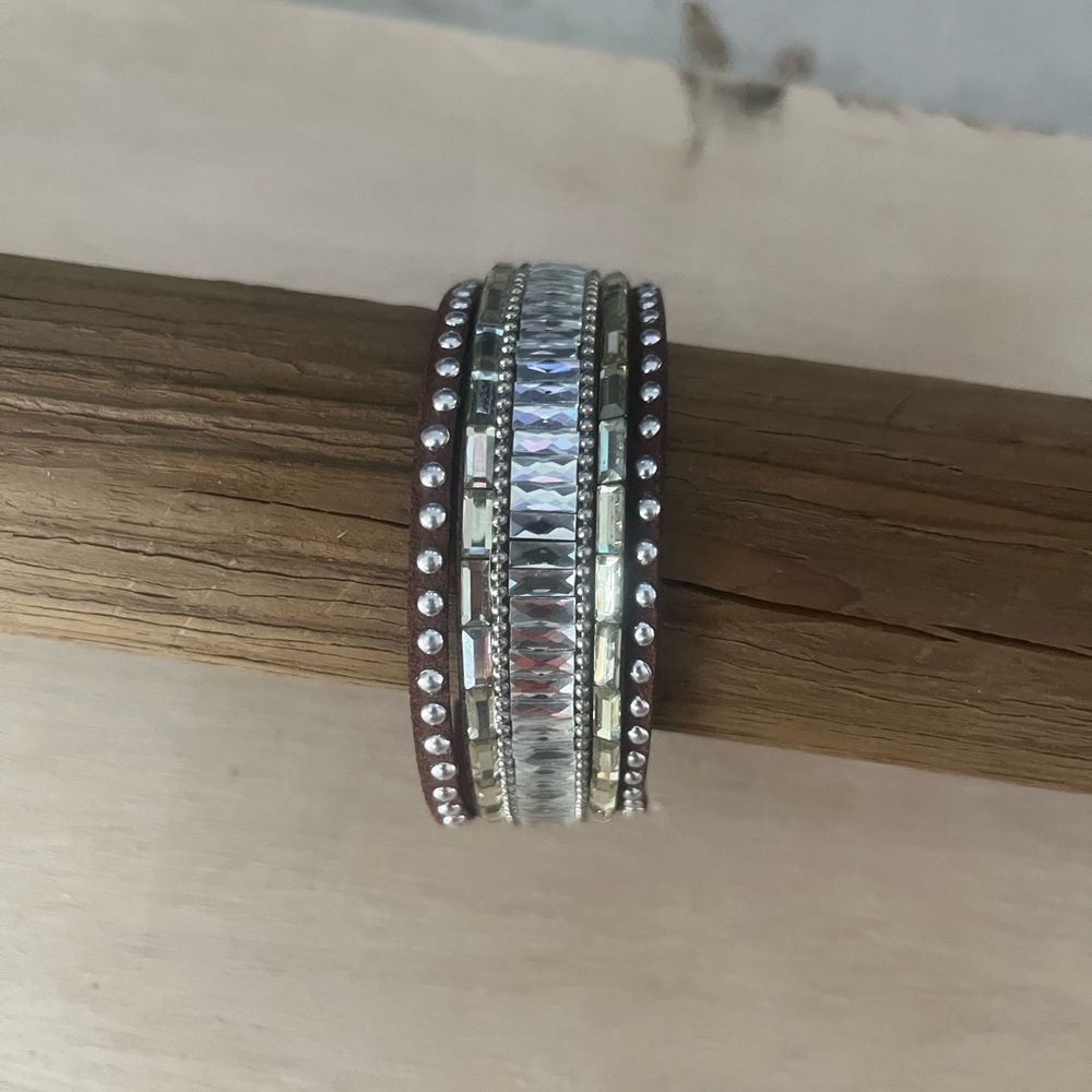 Elegant Silver and Brown Women's Bracelet